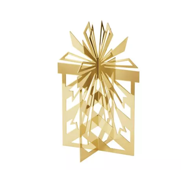 Hier sieht man eine große Tischdekoration, vergoldet mit 18 Karat Gold. Dies ist das CC 2025 Tischornament, groß.
