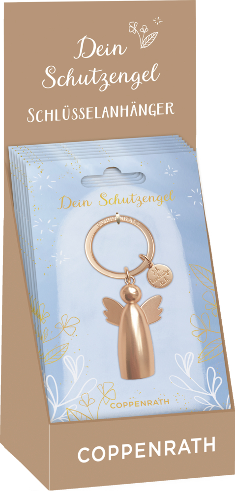 Abgebildet ist der Schlüsselanhänger Dein Schutzengel. Der Anhänger zeigt ein Schutzengelmotiv und eignet sich als Glücksbringer.