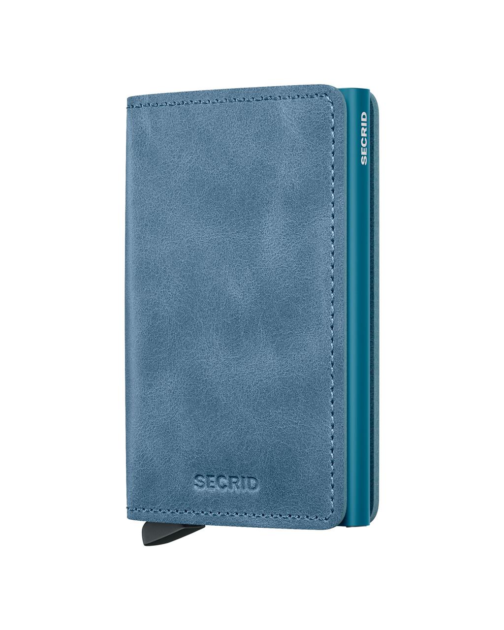 Dies ist ein Slimwallet in der Farbe Vintage Teal. Die Geldbörse besteht aus hochwertigem Leder und hat einen modernen, schlanken Look.