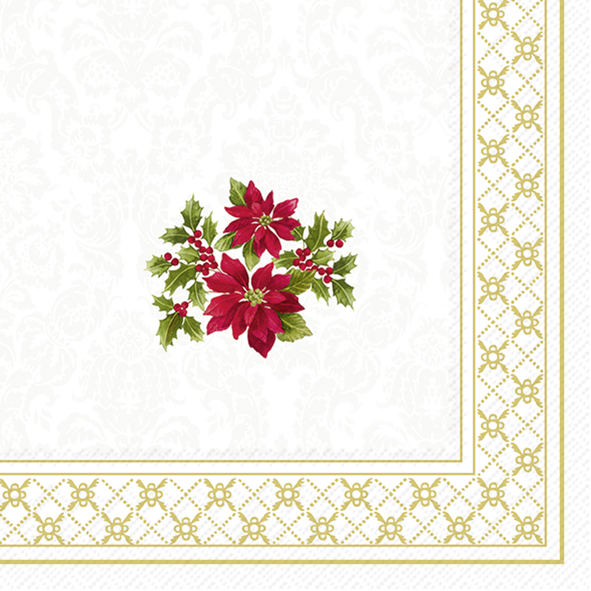 IHR Ideal Home Papierservietten WINTER GREENS Red – 20 Stück Cocktail-Servietten 25x25 Cm