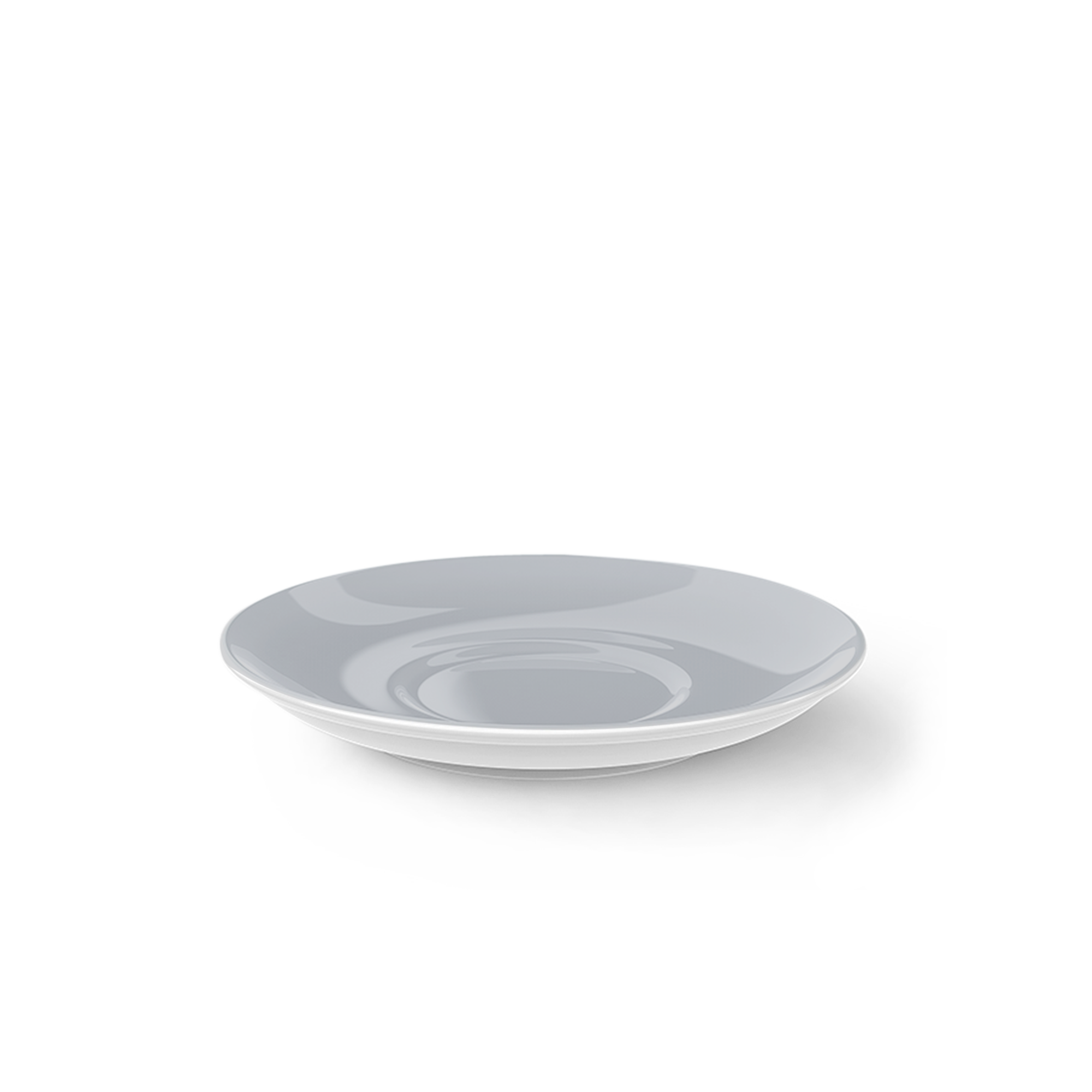 Kaffee Untertasse 14,5 cm Lichtgrau Solid Color ist auf dem Bild zu sehen. Es handelt sich um eine kleine, lichtgraue Untertasse für Kaffee.