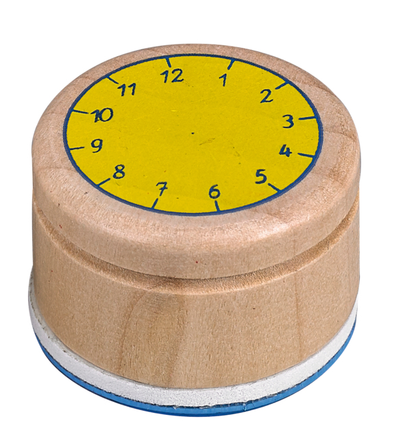 Produkt: Bunte Geschenke - Stempel: Lern die Uhr. Das Bild zeigt den Stempel zum Lernen der Uhrzeit.