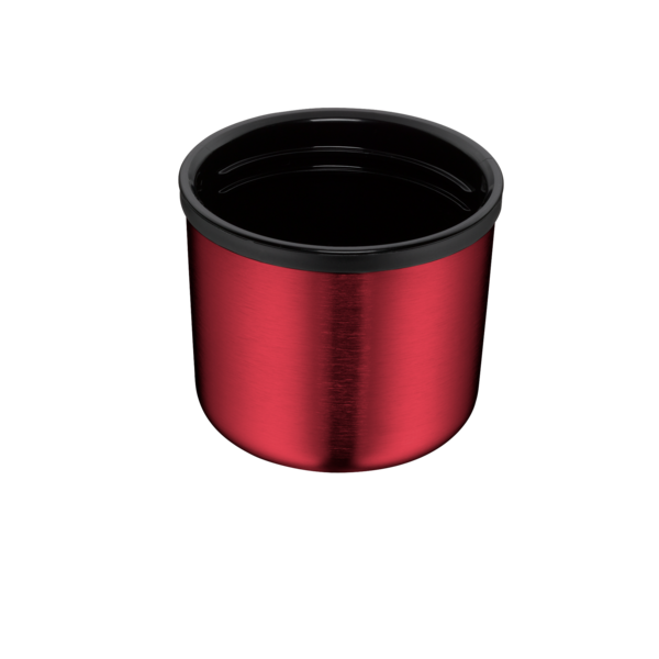 Ein transparenter Trinkbecher aus Kunststoff. Der Becher hat einen modernen, schlichten Look.