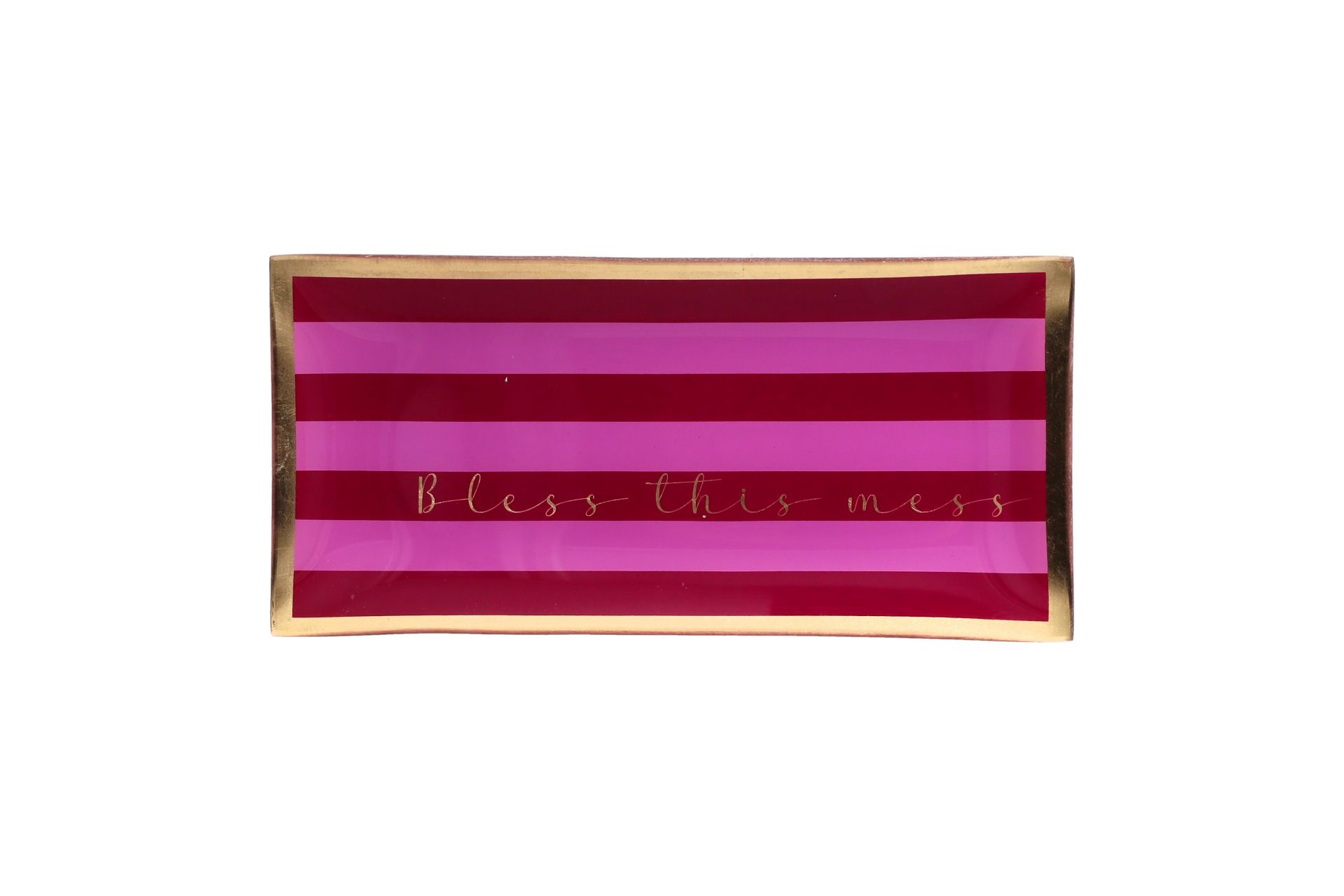 Love Plates, Glasteller L mit dem Motiv 'Bless this mess' ist auf diesem Bild dargestellt. Der Glasteller präsentiert das Schriftmotiv 'Bless this mess'.