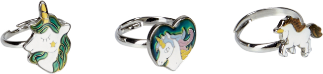 Der Einhorn-Paradies - Stimmungsring ist auf diesem Bild zu sehen. Der bunte Ring wechselt je nach Stimmung die Farbe.