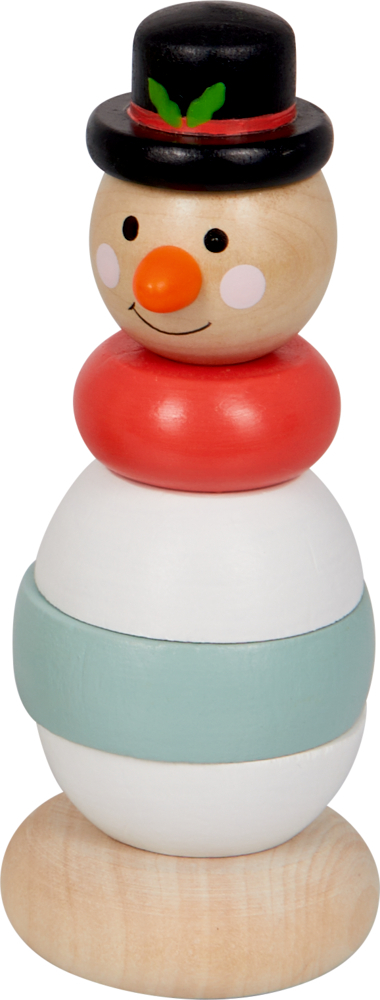 Das Produkt „Winterzauber Im Weihnachtswald - Holz-Stapelfigure“ wird gezeigt. Die Figur besteht aus mehreren bunten Holzteilen.