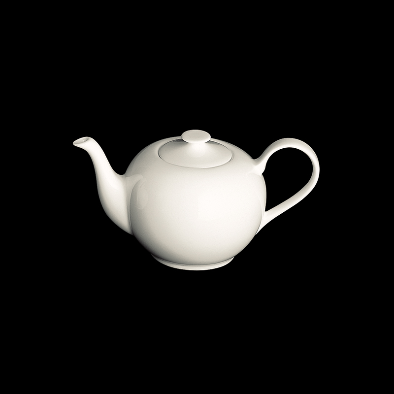 Dies ist eine runde Teekanne aus weißem Fine Bone China mit einem Fassungsvermögen von ca. 0,40 Litern. Sie hat ein klassisches und elegantes Design.