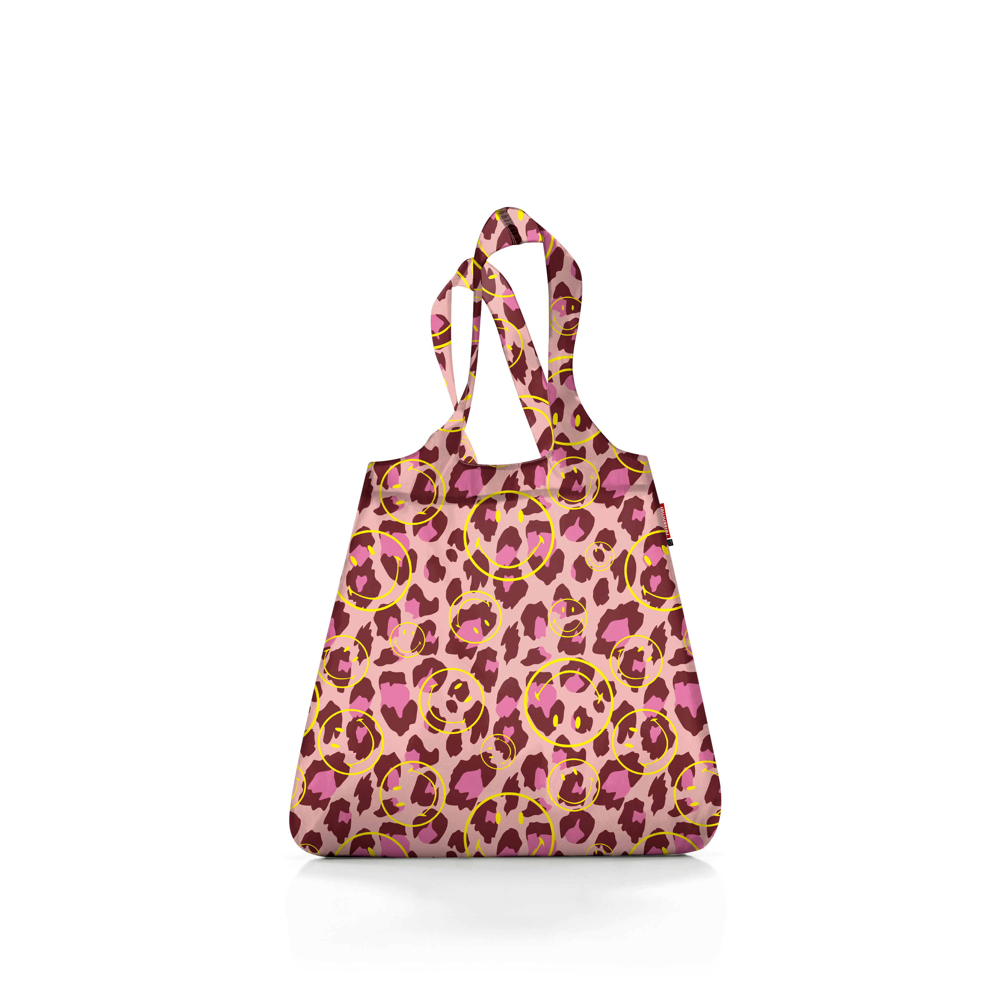 Abgebildet ist die Mini Maxi Shopper Smiley® Leo Blush Einkaufstasche. Die Tasche zeigt ein modernes Design mit Smiley-Motiv.