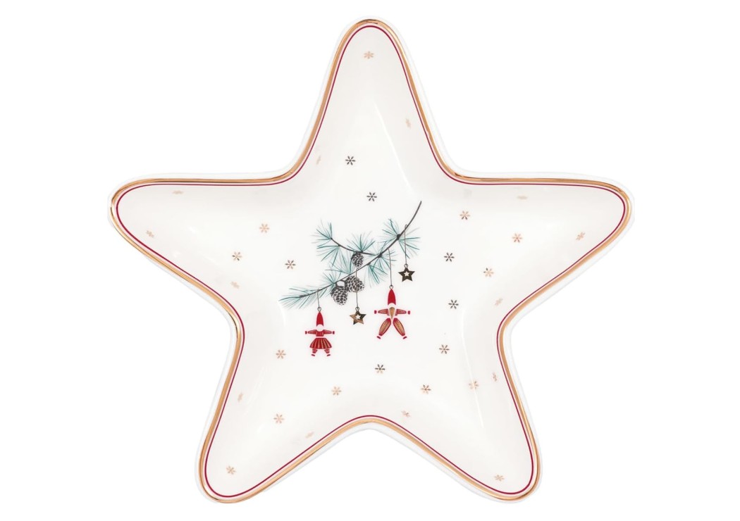 Der Star plate Juana in Weiß ist auf dem Bild zu sehen. Dieser elegante Teller ist ideal für den gedeckten Tisch.