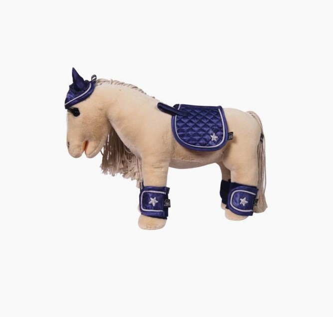 Zu sehen ist ein Designset in dunkelblau. Es wird als Designset -Cuddle Horse- 6900 dunkelblau angeboten.