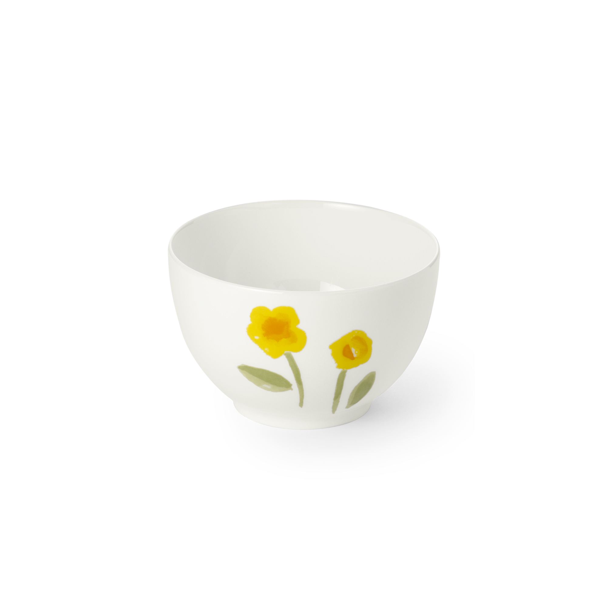 Bol 0,40 l 12,5 cm Impression Blume Gelb Fine Bone. Die Schale ist gelb und mit einem feinen Blumenmotiv dekoriert.