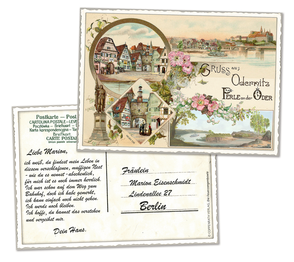 Das Bild zeigt eine Buchseite aus der Schmuckausgabe von H. Spoerl, Die Feuer. Die Gestaltung legt Wert auf Details und hochwertige Verarbeitung.