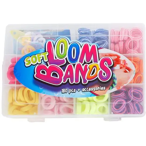 Soft Looms Bands in der Box, 180 Teile + 15 Clips