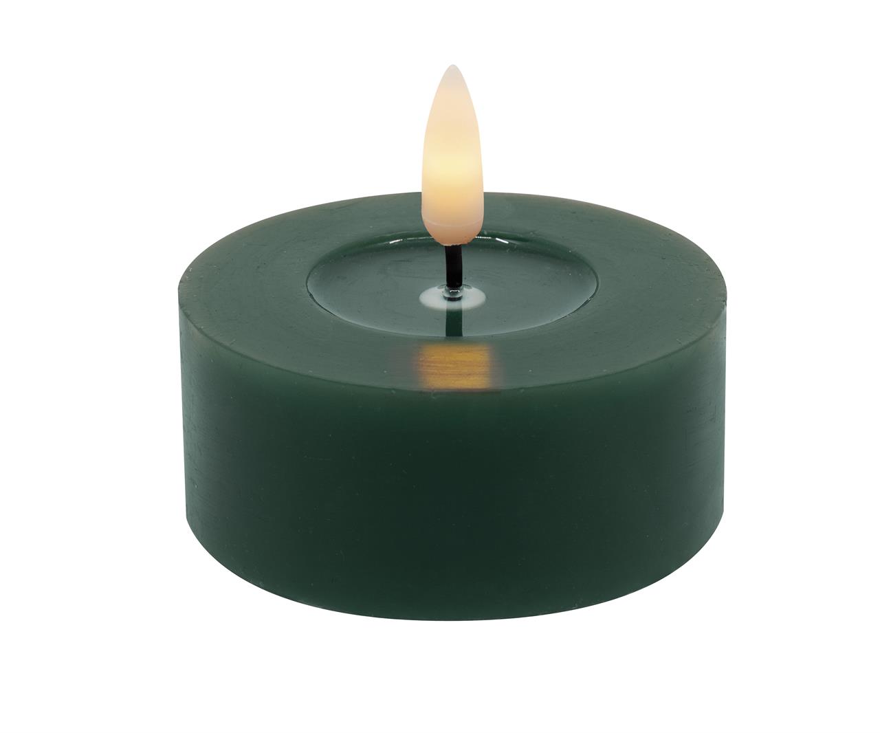 Teelicht LED 2er Set Echtwachs winter green smooth