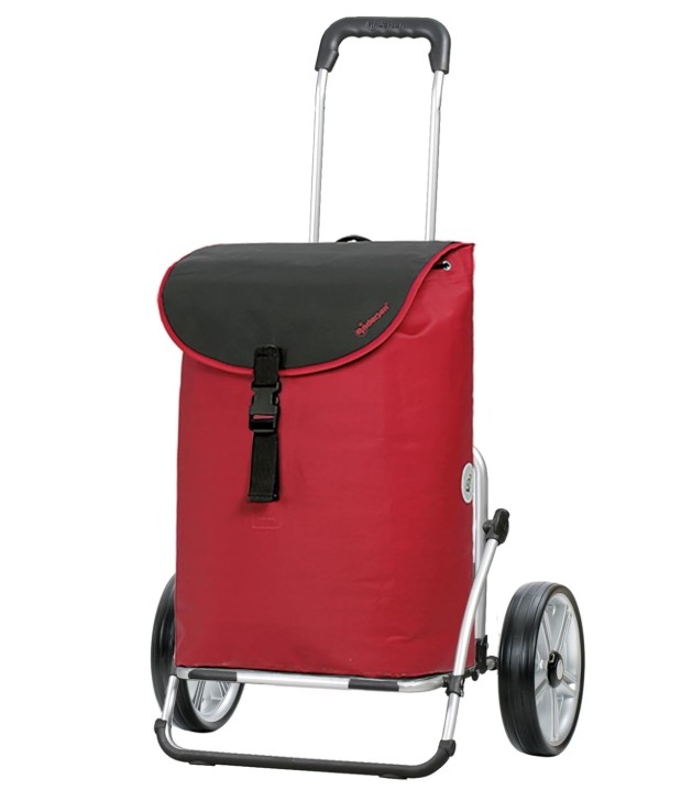 Abgebildet ist der Royal Shopper XXL Floyd rot. Der Trolley eignet sich perfekt für große Einkäufe.