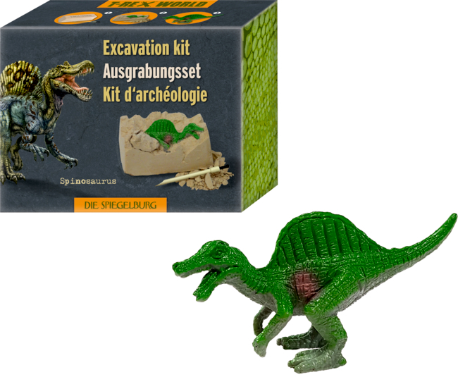 Das Bild zeigt das T-Rex World Mini-Ausgrabungsset Dino-Figur. Mit diesem Set können Kinder einen Dino entdecken.