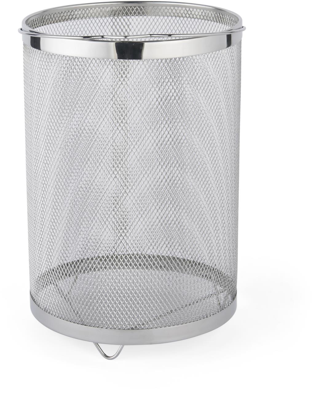 Dies ist ein Spargel- und Pastakorb aus Metall mit einem feinen Gitter. Er ist zylindrisch geformt und hat einen Durchmesser von 16 cm.