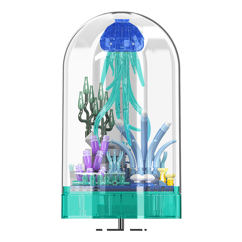 Das Bild zeigt das Produkt Mould King® 10101 Jellyfish. Es handelt sich um eine Qualle aus Bausteinen.