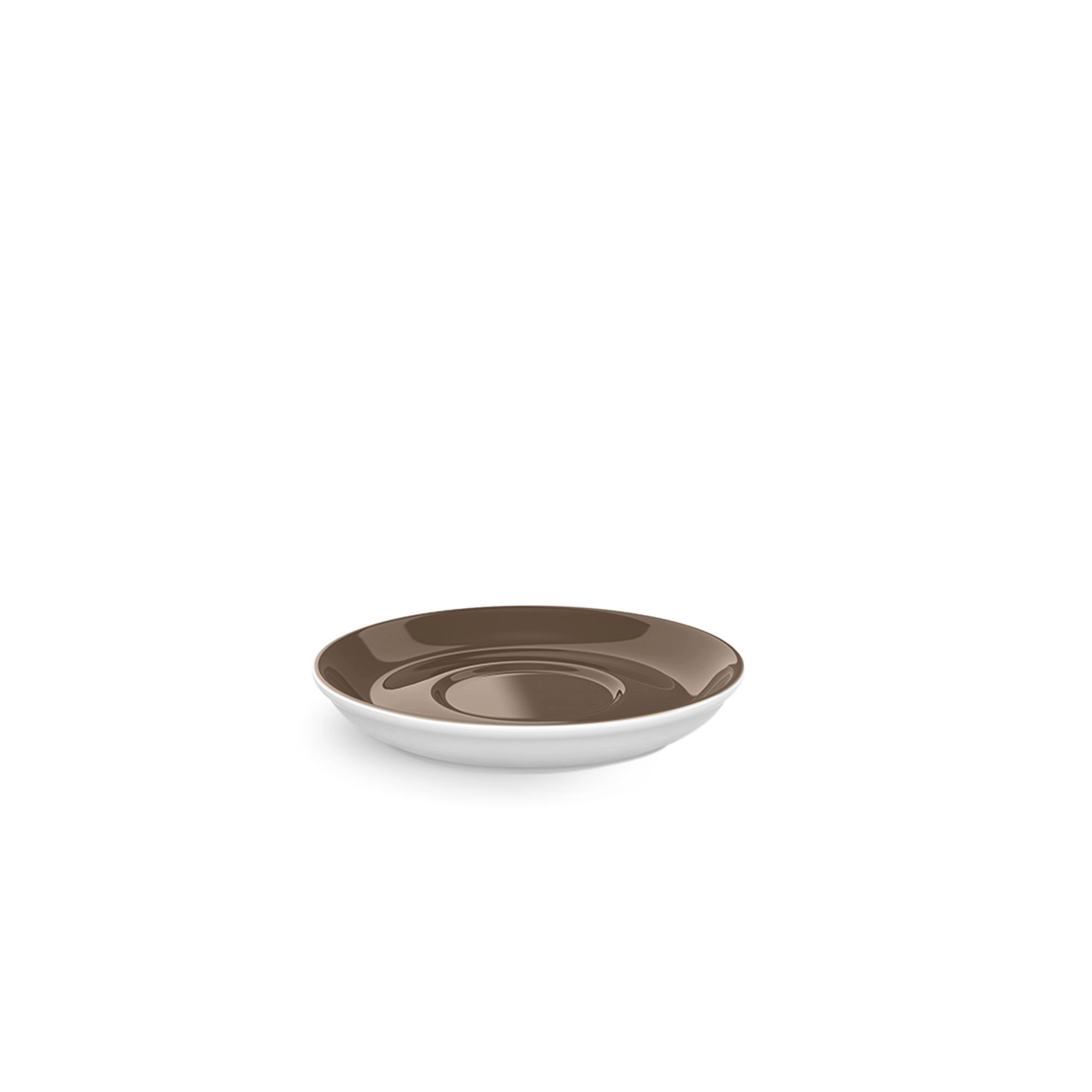 Auf der Abbildung ist eine Kaffee Untertasse mit 14,5 cm Durchmesser in der Farbe Chocolate Solid Color. Sie eignet sich ideal für Kaffeetassen.