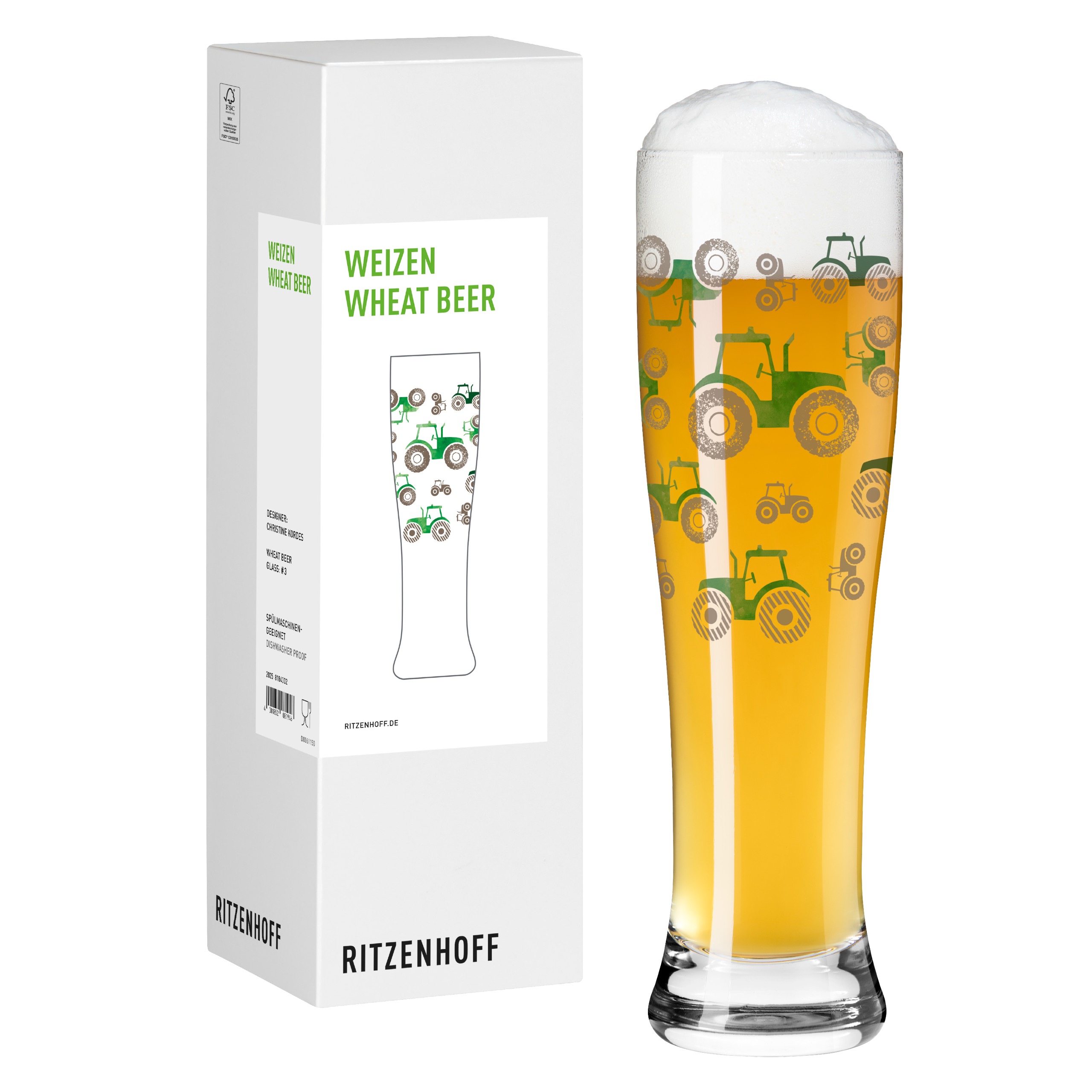 Auf diesem Bild ist das Farm Weizenbier #3 C. Kordes F25 abgebildet. Das Glas eignet sich für Weizenbier.