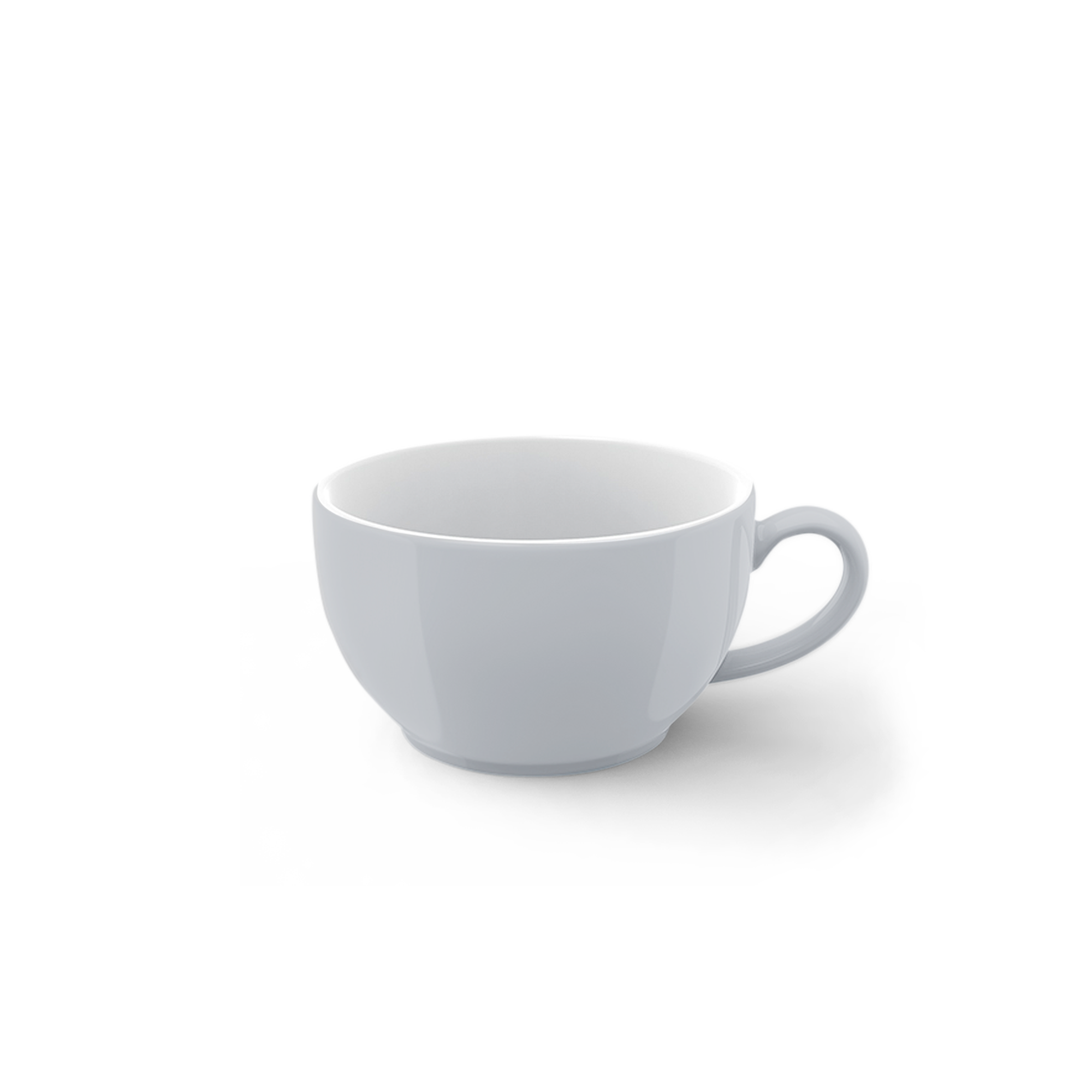 Abgebildet ist die Kaffee Obertasse mit 0,25 l Fassungsvermögen in lichtgrauer Farbe. Die Tasse eignet sich ideal für Kaffee oder Tee.