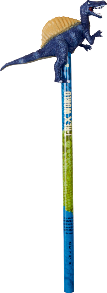 Hier sieht man den T-Rex World Topper-Bleistift. Der Bleistift hat einen Topper in Form eines T-Rex.