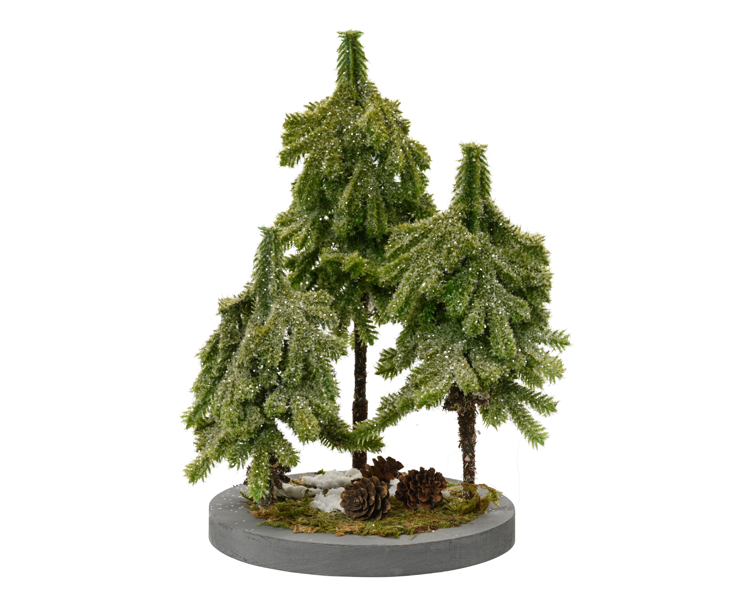 Das Merry-Fir-Tischbouquet indoor ist auf dem Bild zu sehen. Es eignet sich für die Tischdekoration im Innenbereich.