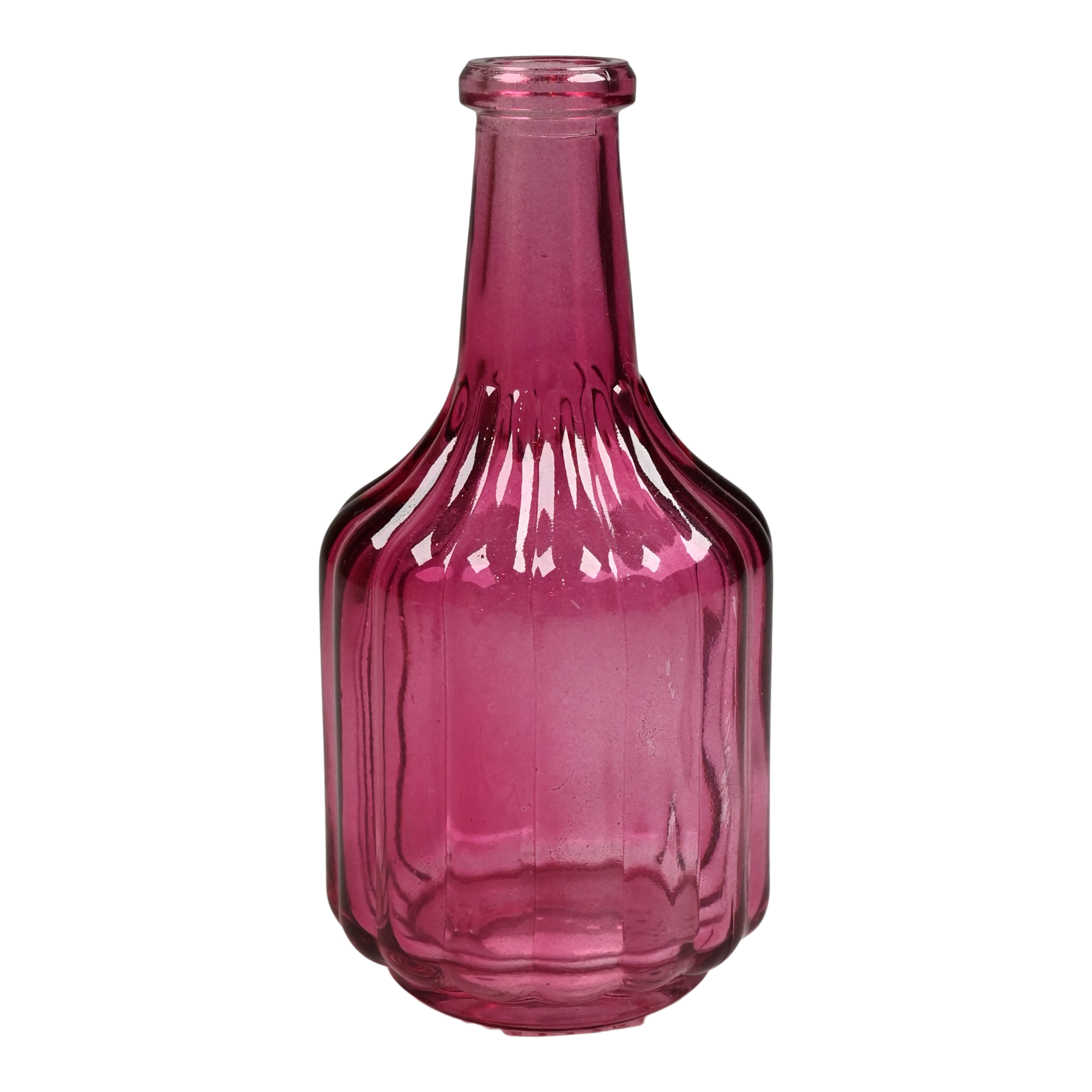 Hier ist eine violette Vase mit den Maßen H12,50 x Ø6 cm zu sehen. Die Vase ist modern und dekorativ.