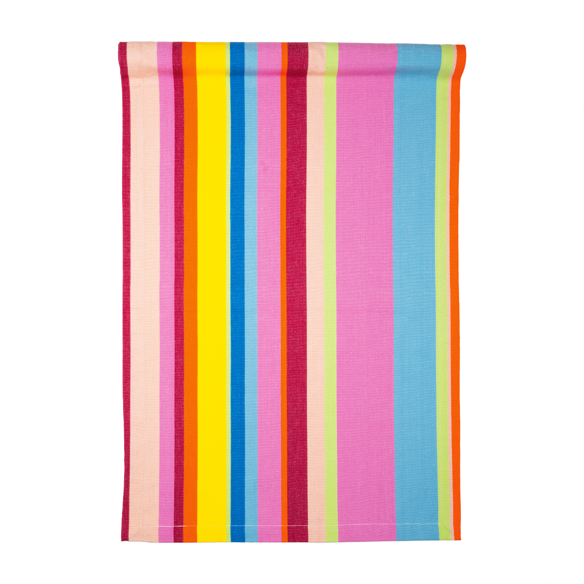 Auf dem Foto ist der Läufer SMILE multi in 45 x 150 cm zu sehen. Es ist ein langer, farbenfroher Tischläufer für Dekorationszwecke.