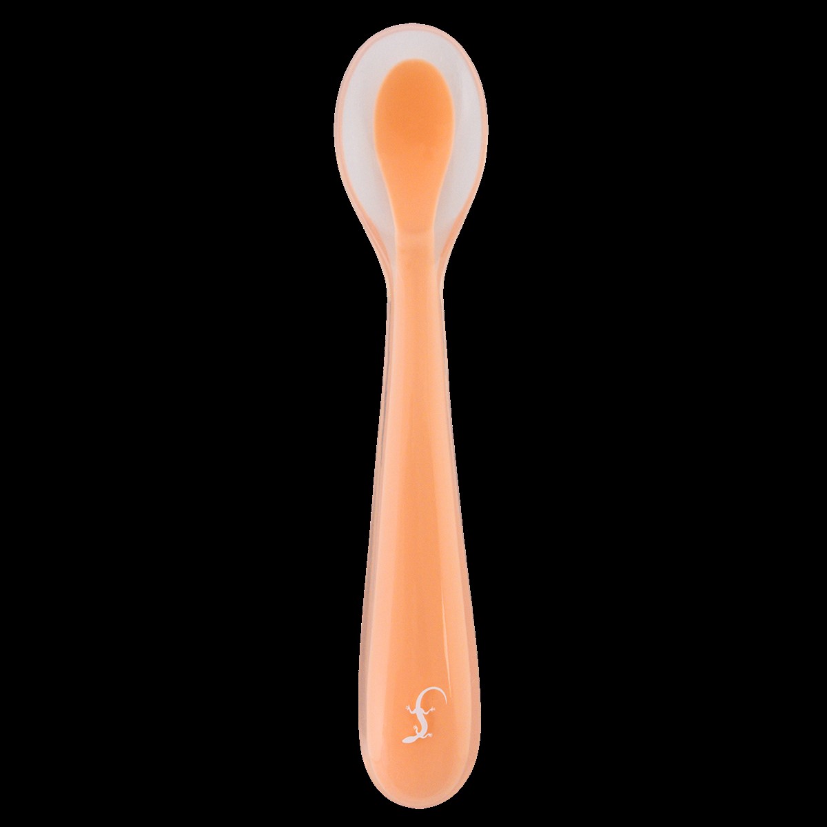 Dies ist ein biegsamer Löffel in der Farbe Apricot aus weichem Material. Das Produkt heißt "Little Lurch Löffel Biegbar Soft Apricot".