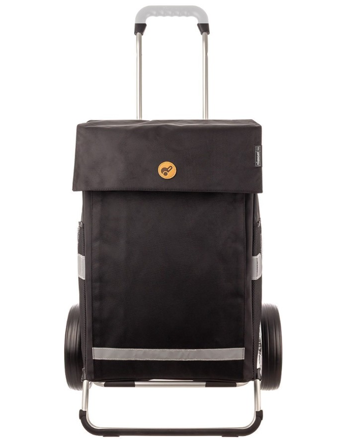 Das Bild stellt den Royal Shopper XXL Martje schwarz dar. Der Trolley hat ein elegantes und schwarzes Design.