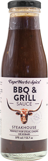 Dies ist eine Flasche BBQ & Grill Sauce Steakhouse mit 375 ml Inhalt. Die Sauce eignet sich perfekt für Steaks, Koteletts oder Kebabs.