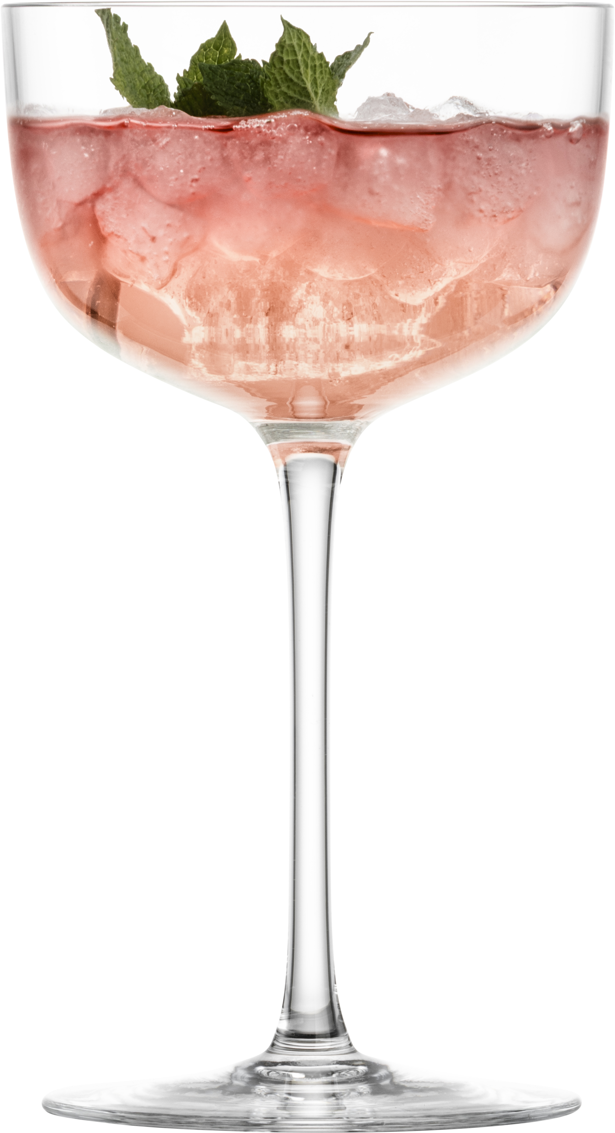 Das Bild zeigt eine kleine Cocktailschale mit breiter Öffnung. Sie ist aus Glas und steht einzeln.