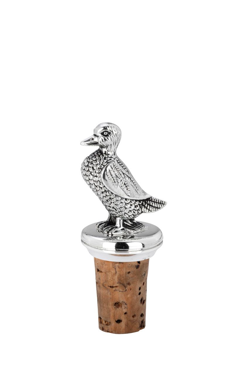 Flaschenkorken Ente. Dieser Flaschenkorken zeigt eine Ente als Figur.