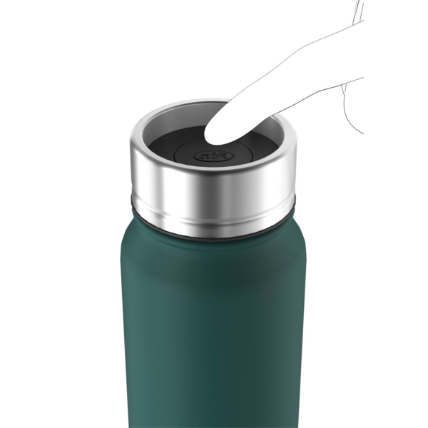 Grüner Thermobecher von alfi, Produktfoto 500ml, Nahaufnahme. Die Außenseite ist klar erkennbar.