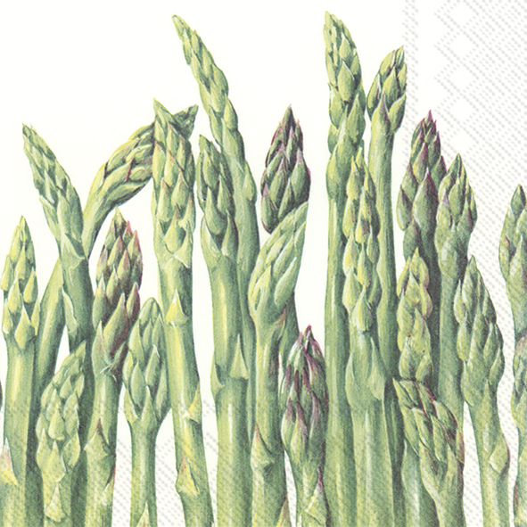 Auf dem Bild sind mehrere grüne Spargelstangen abgebildet. Es handelt sich um das Produkt "GREEN ASPARAGUS Lunch-Servietten L 810800".