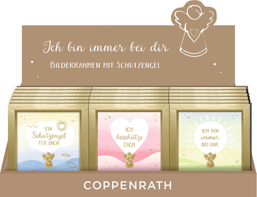 Detailansicht vom Bilderrahmen mit Schutzengel - Ich bin immer bei dir. Hier werden die feinen Designelemente des Rahmens deutlich sichtbar.