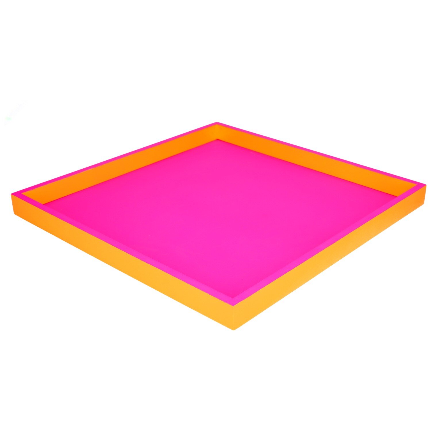 Neo, Tablett, quadratisch, 32x2,5x32, neon pink/or ist ein quadratisches Tablett in Neon Pink und Orange. Dieses moderne Tablett setzt ein farbenfrohes Statement.