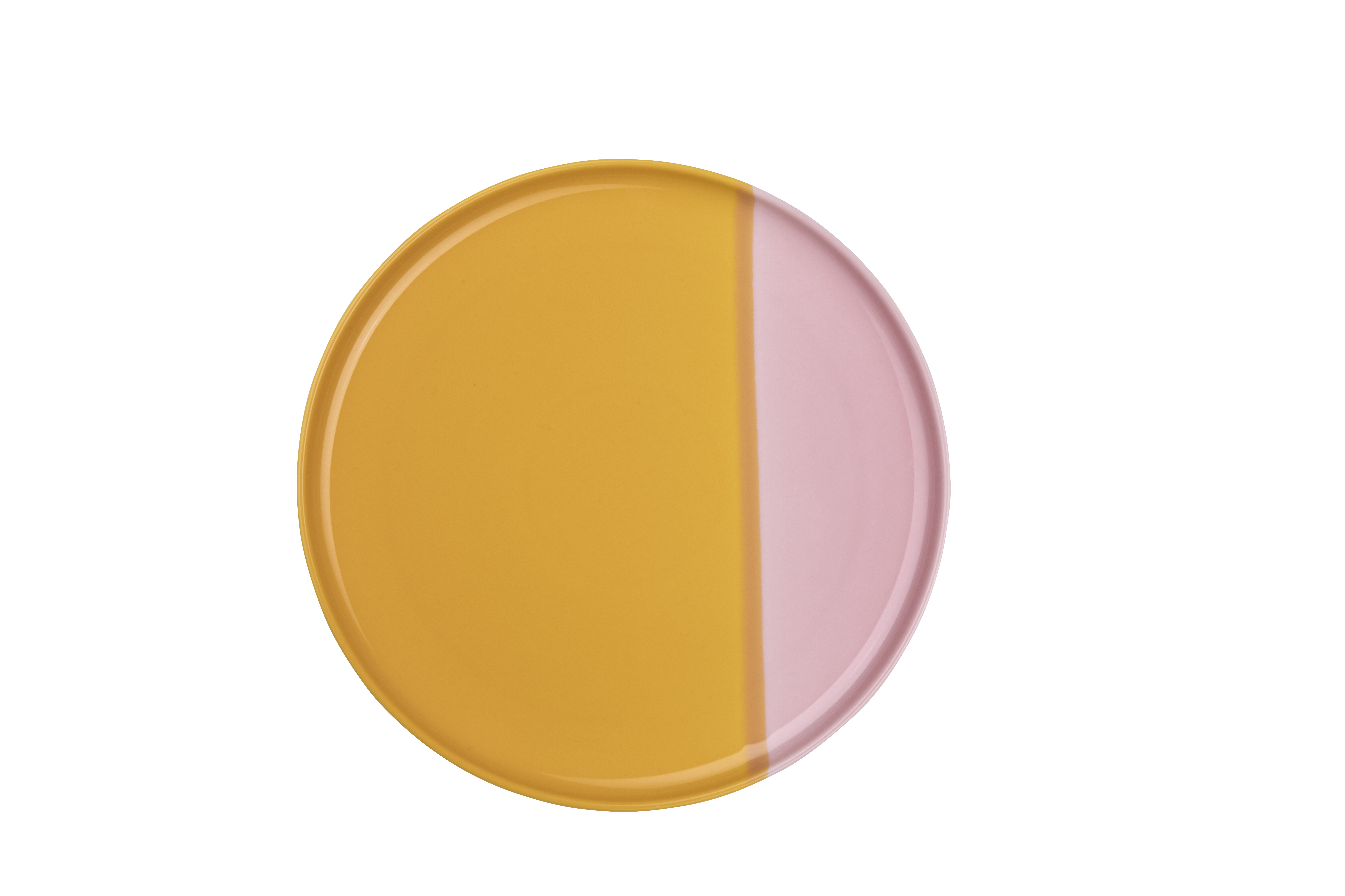 Dessertteller in Orange-Smoothie-Farbe von oben