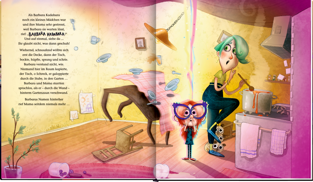 Das Bild zeigt einen weiteren Ausschnitt aus 'Barbara Kadabara'. Die Illustration gehört zur Buchgeschichte.