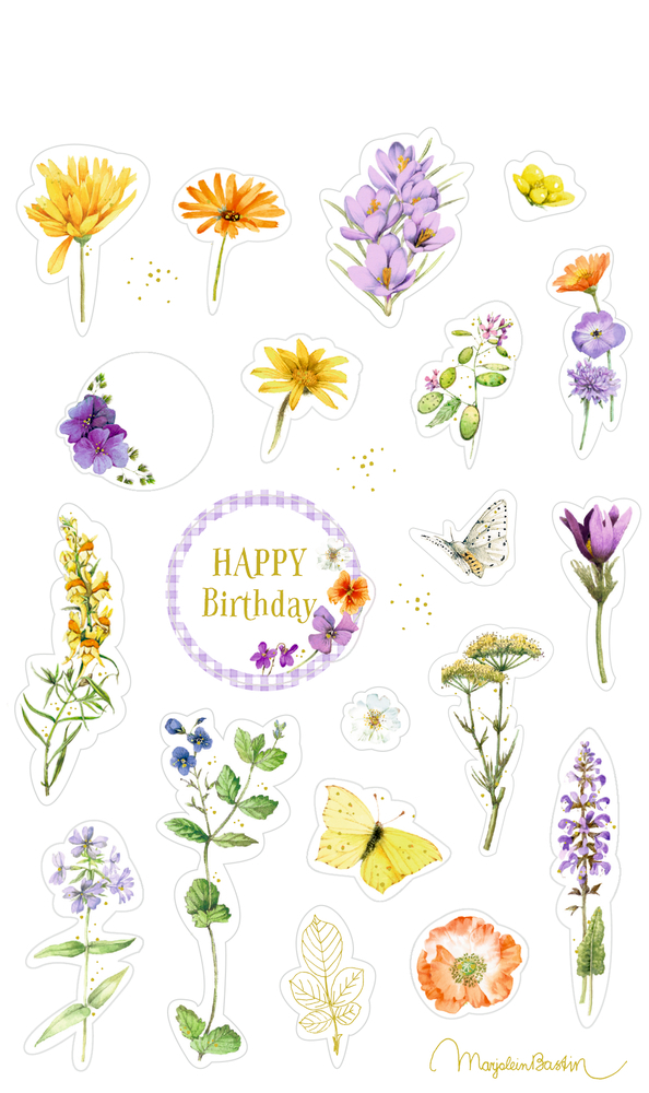 Stickerbogen Sticker und Etiketten Gartenliebe. Verschiedene Sticker und Etiketten mit Gartenmotiven.