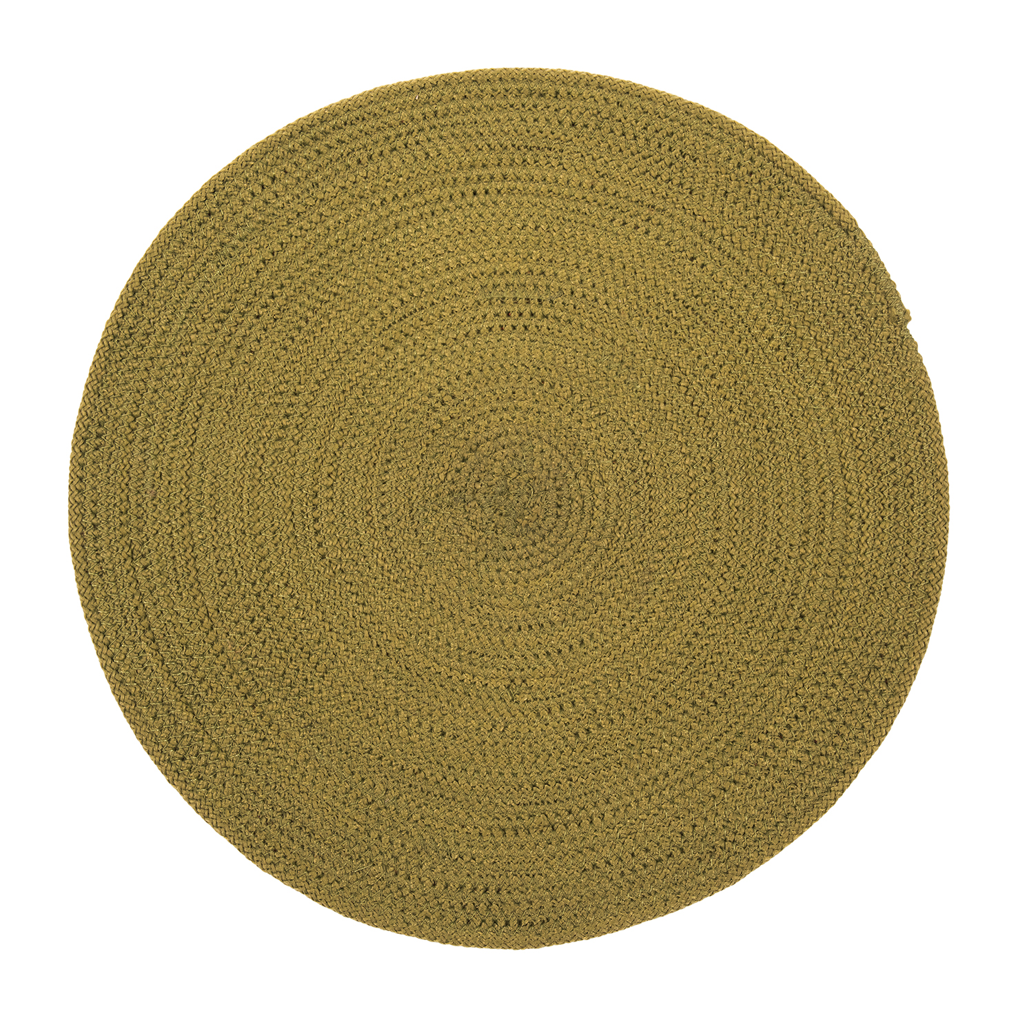 Dies ist das Tischset Poi olive mit einem Durchmesser von 40 cm. Das runde Tischset ist in einem Olivgrün gehalten.