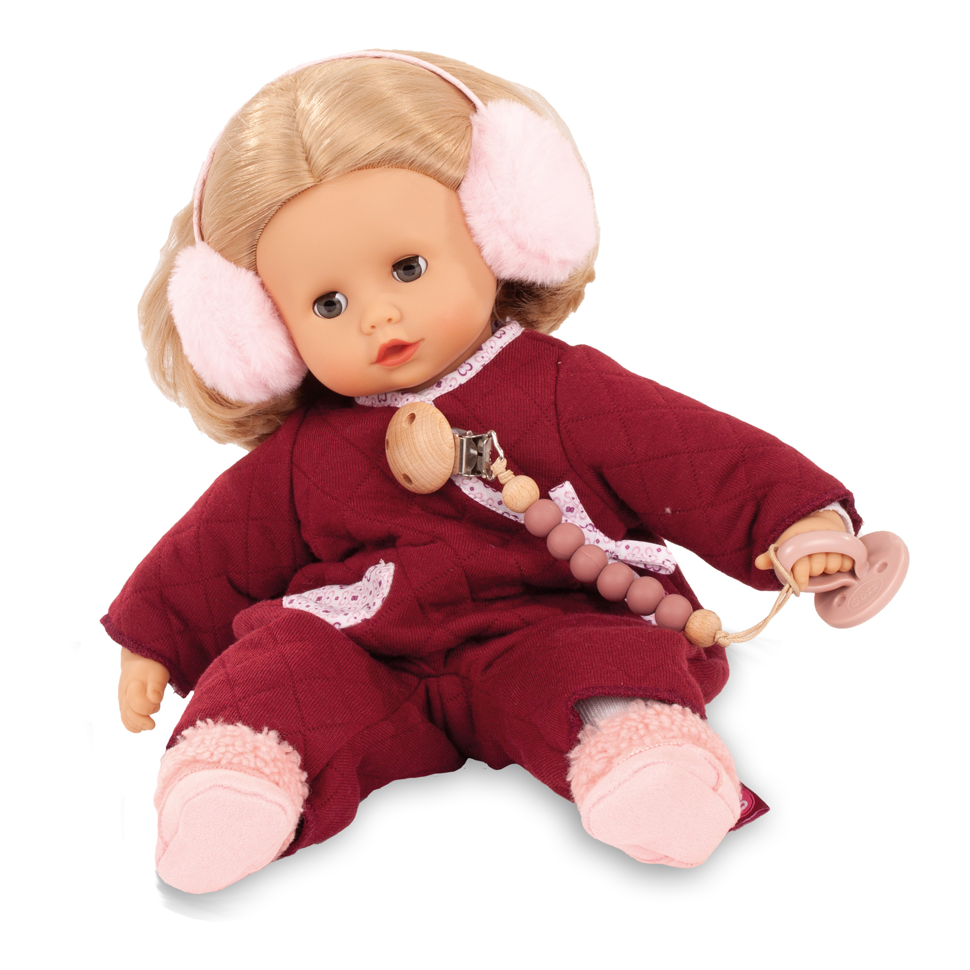 Das Bild zeigt das Produkt „Muffin, Jubilee“. Es handelt sich um eine süße Babypuppe mit blonden Haaren.