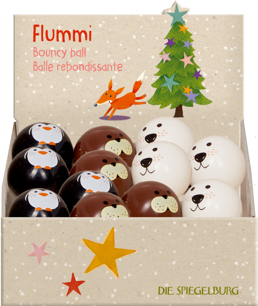 Winterzauber Im Weihnachtswald - Flummi ist auf diesem Bild von oben zu sehen. Die bunte Gestaltung vermittelt festliche Stimmung.