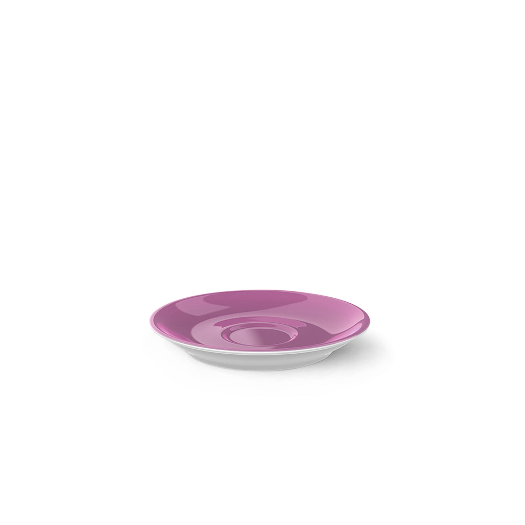 Abgebildet ist die Espresso Untertasse Classico in Pink mit einem Durchmesser von 12 cm. Sie ist aus der Serie Solid Color.