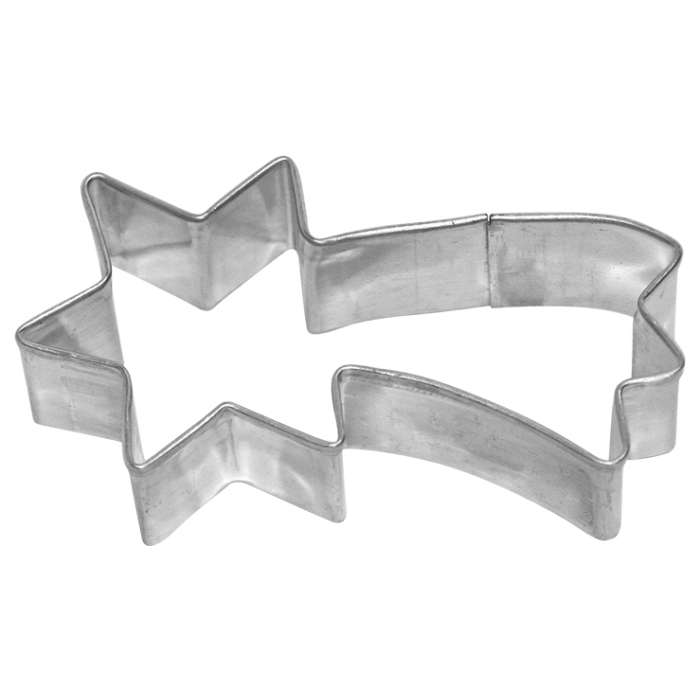 Diese Ausstechform aus Edelstahl hat die Form eines Kometen. Sie ist 5,5 cm groß und eignet sich ideal zum Plätzchen backen.