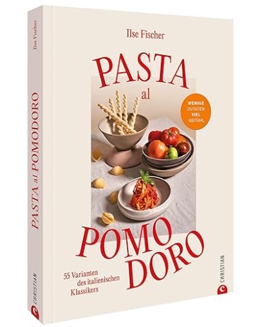 Auf diesem Bild ist das Buch 'Pasta al Pomodoro' abgebildet. Es widmet sich klassischen italienischen Nudelgerichten mit Tomaten.