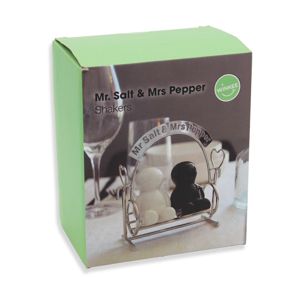 Hier sehen Sie den Mr. Salt & Mrs. Pepper Hollywoodschaukel Streuer. Es handelt sich um ein originelles Set in Schaukel-Optik.