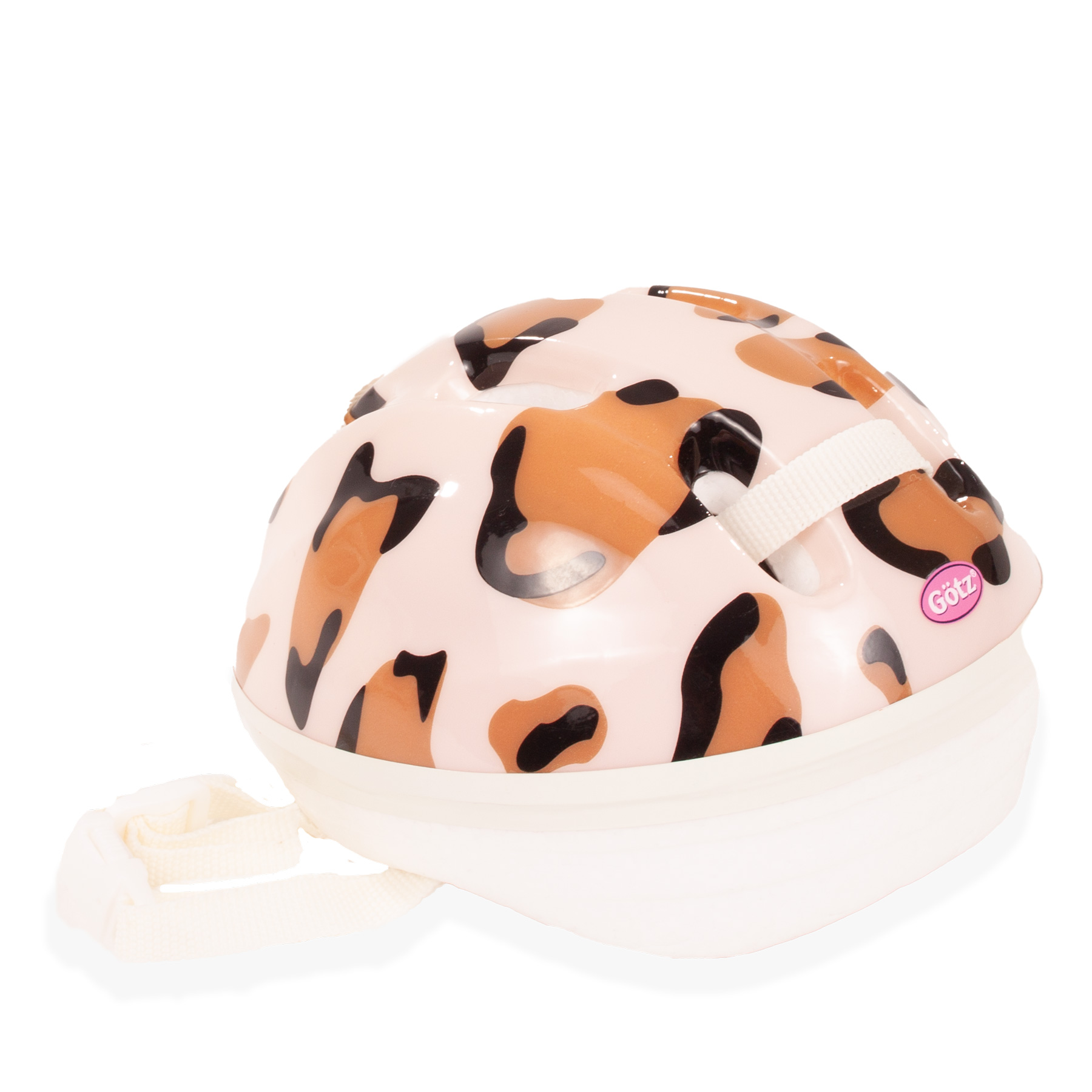 Abgebildet ist das Produkt 'Fahrradhelm Tiger'. Es ist ein Kinderfahrradhelm im Tiger-Design, passend für Babypuppen und kleine Stehpuppen.