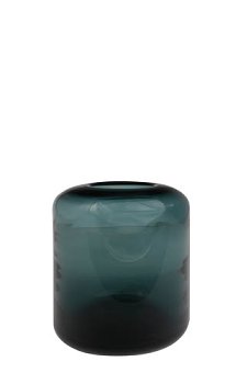 Der Kübel "Opino" in Petrol hat die Maße 13x13 cm. Er besteht aus Glas und hat eine zylindrische Form.